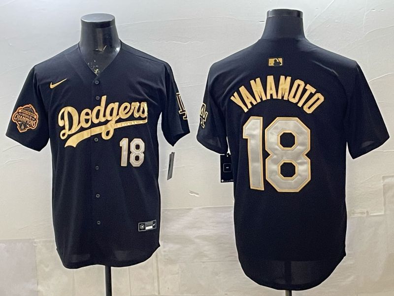 Men 2026 Nike Los Angeles Dodgers #18 Yamamoto Black Game MLB Jersey 026->los angeles dodgers->MLB Jersey